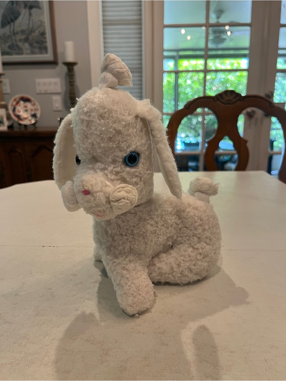 Vintage Cuddle Toys by Douglas white poodle plush. Very worn